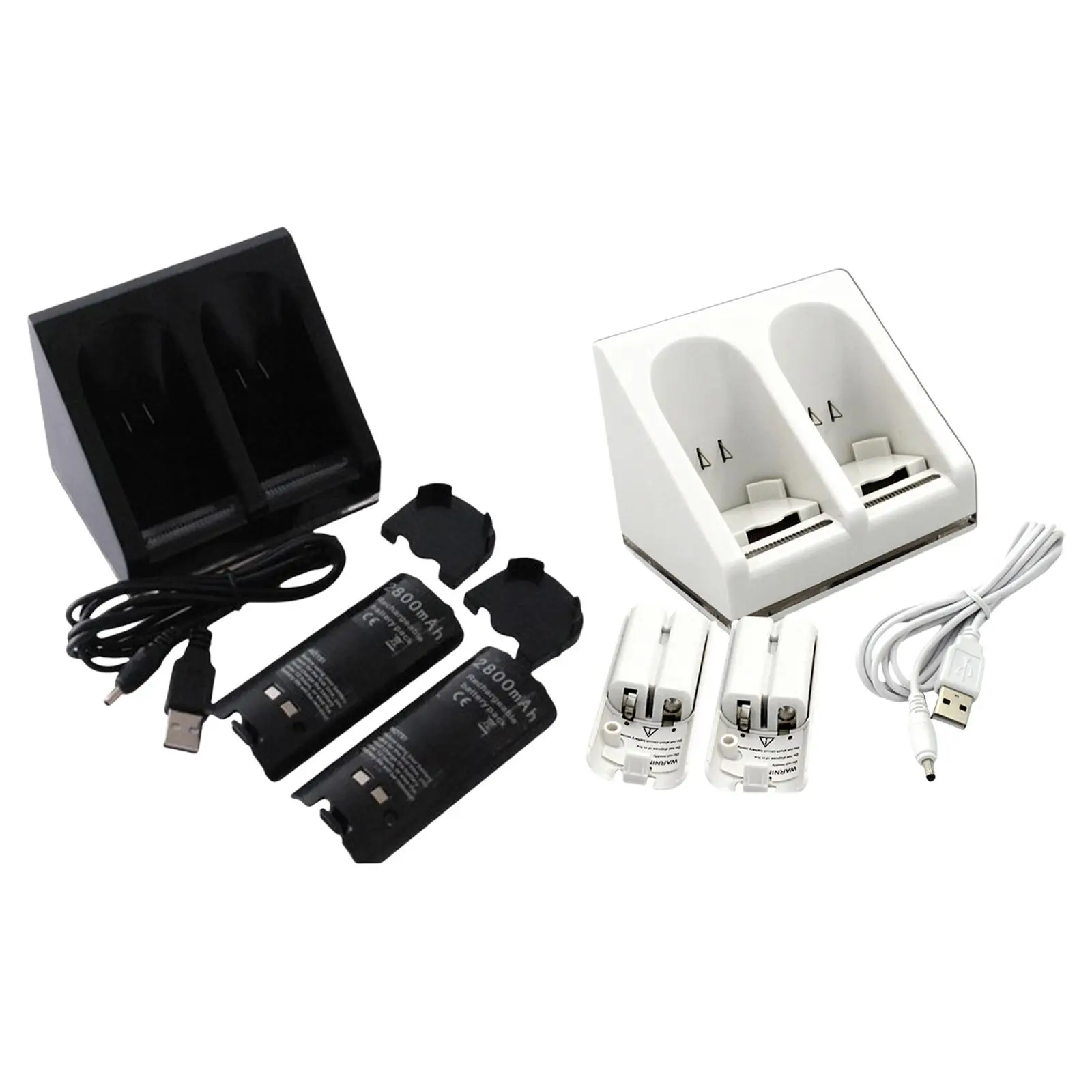 2 Port Charging Dock Rechargeable 2800mAh Batteries Charger for Wii Game Console Game Accessories
