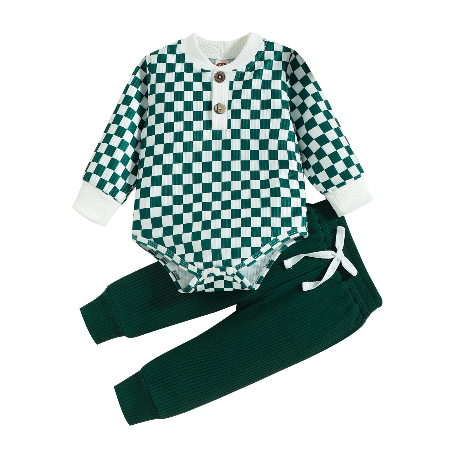 lioraitiin infantil bebê menina menino terno conjunto xadrez impressão manga longa macacão com botões calças compridas