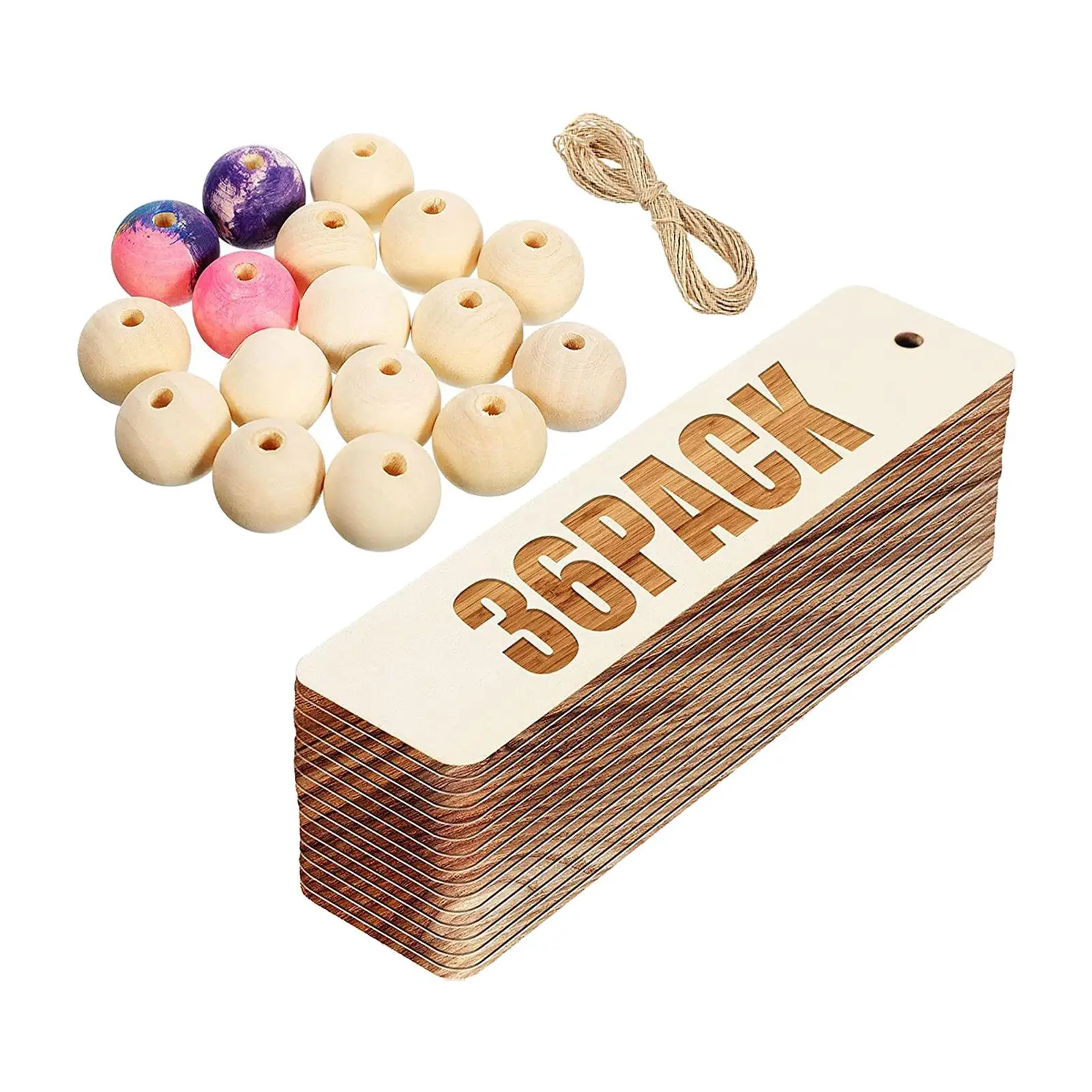 Unfinished Round Wooden Beads Bookmarks Hanging Tags Crafts Project Decoration Wood Spacer Beads for Painting Pendant Wedding