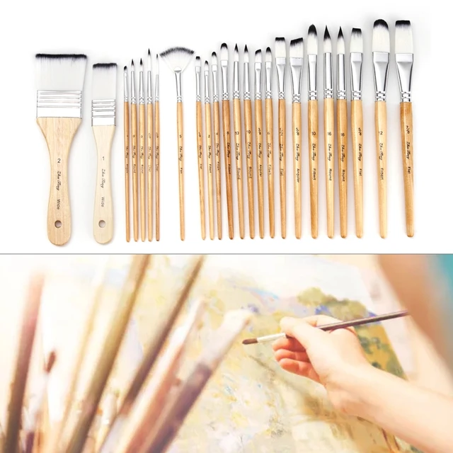 24Pcs Paint Brush Set for Acrylic Painting Body Paint Brushes for Canvas  Fabric Rock Painting Watercolor Beginners Pros Drawing - AliExpress