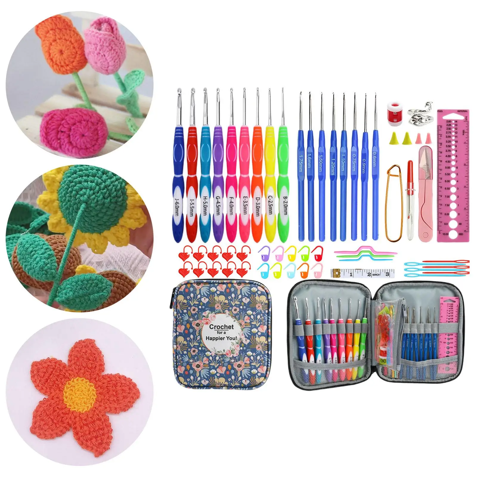 Crochet Hooks Set Different Sizes Crochet Large-Eye Blunt Yarn Weave Knitting   Weave  With Storage Case