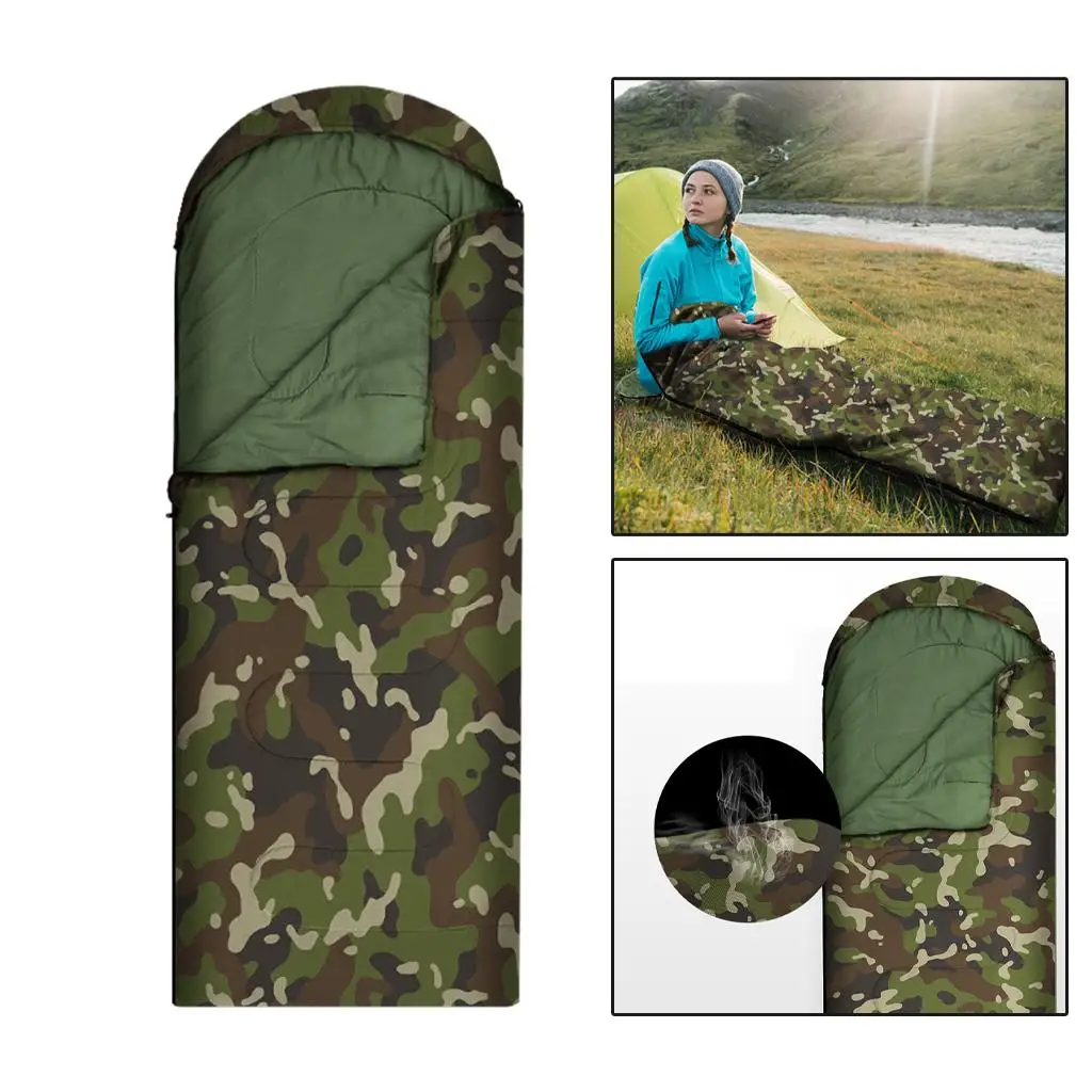 Wide Envelope Sleeping Bag with Zip Polyester  Sleep Bag Waterproof Compact Warm for  Hiking Adult 