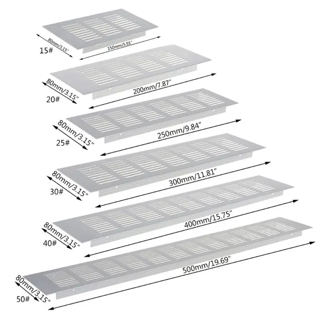 Rejilla de ventilación rectangular de aleación de aluminio, laca epoxi  blanca, 1 piezas, para muebles, armario, cocina y baño - AliExpress