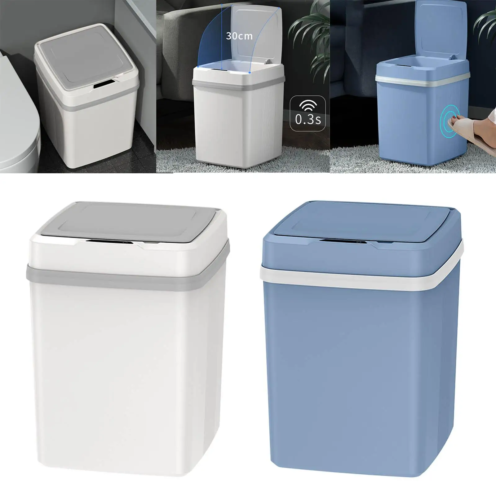 Electric Automatic Touchless Garbage Bin 12L Rechargeable for Bathroom touch Free with Lid Convenient Rectangular