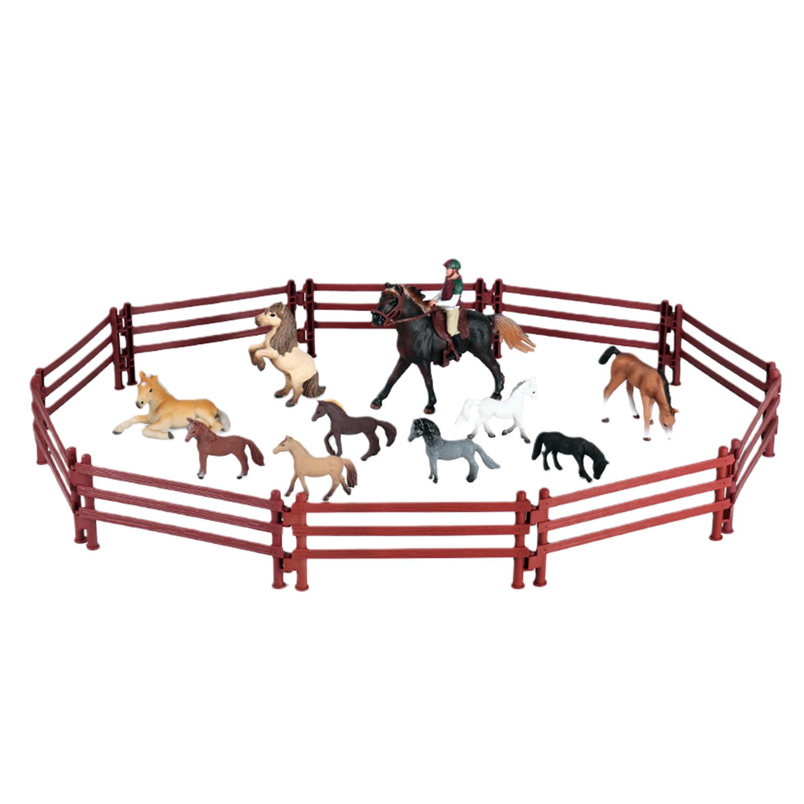 23 Pieces Simulation Fence Farm Toy Set Sports Horseman Farm Jockey Static Accessories Collectibles Mini Scene for Children Barn