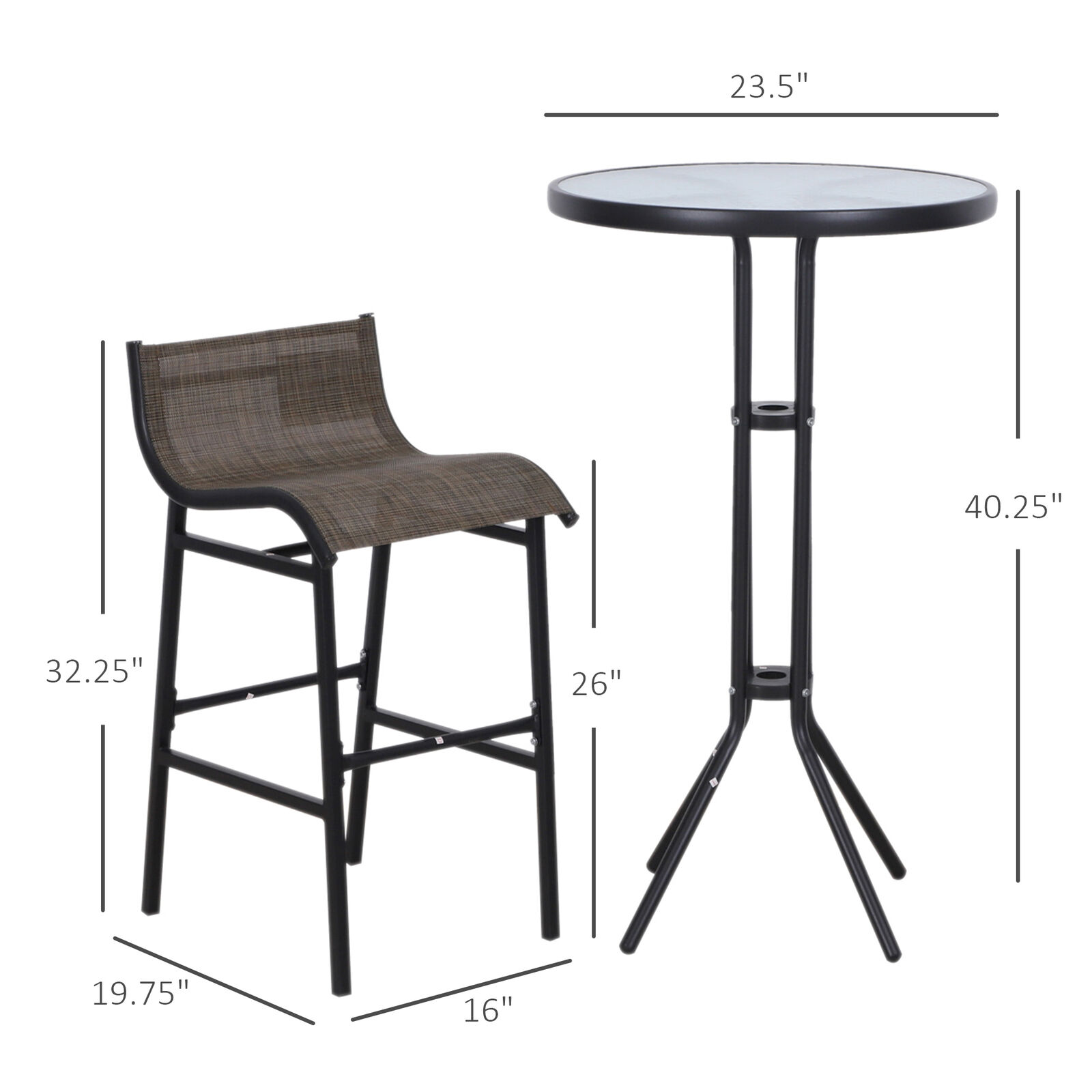 Title 2, 3 pz Outdoor Patio Bar Tavolo Sedie Bistro Set ...