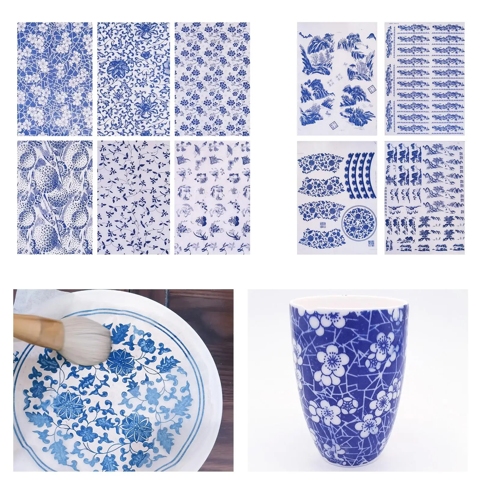 1 Set Ceramics Clay Decal DIY Transfer Paper Colored Flower Paper Underglazed Sticker for Pottery