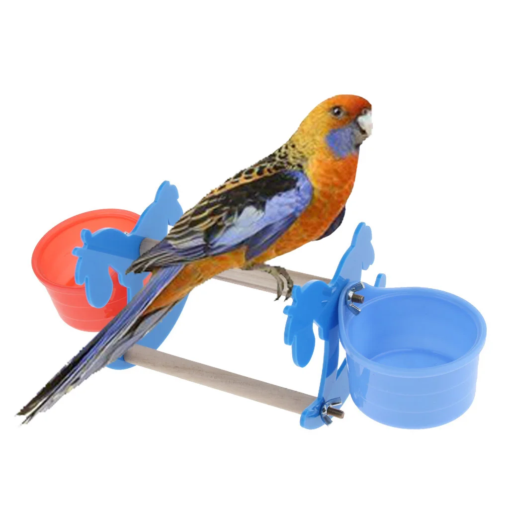 Parrot Rocking  Toys Wooden Horse Bird Stand Chew Toys With  Cup