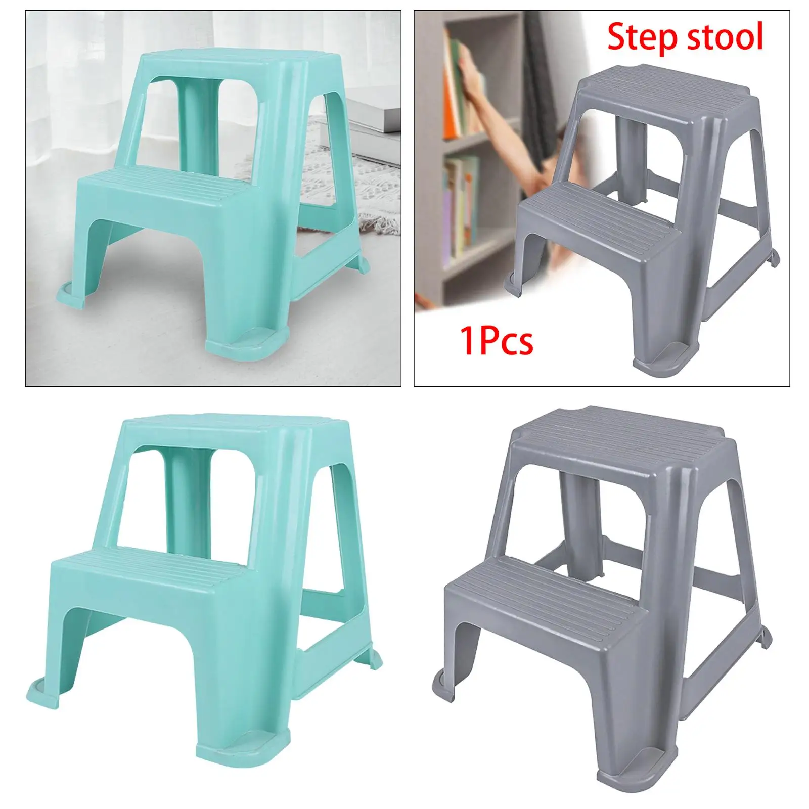 2 Step Stool Anti Slip Lightweight Stepping Stool Toilet Stool Two Step Stool Stepstool for Kids Seniors Adults Pets Bathroom