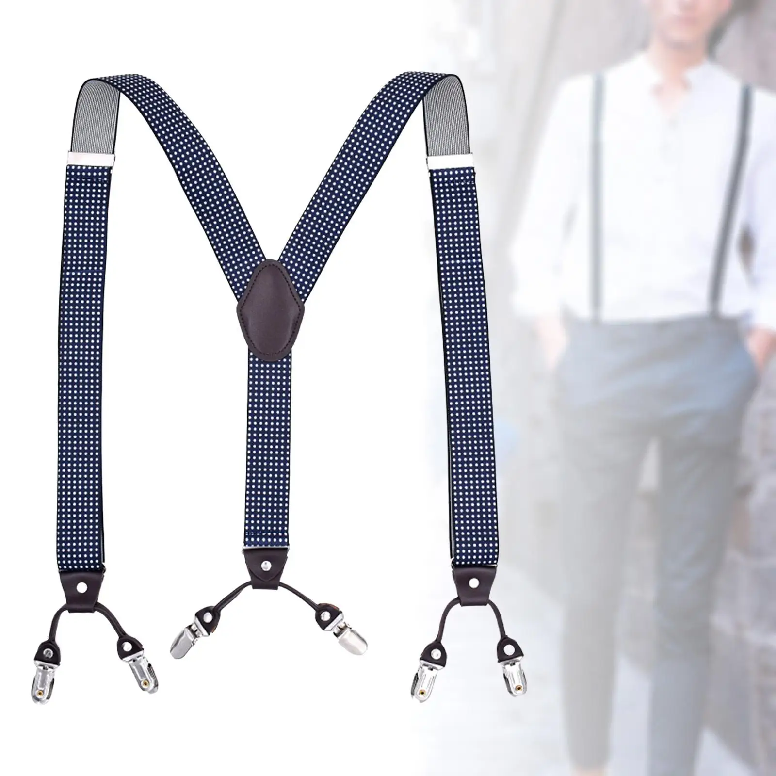 Fashion Men Suspender 6 Clips Clothes Accessories Trucker Style Suspenders