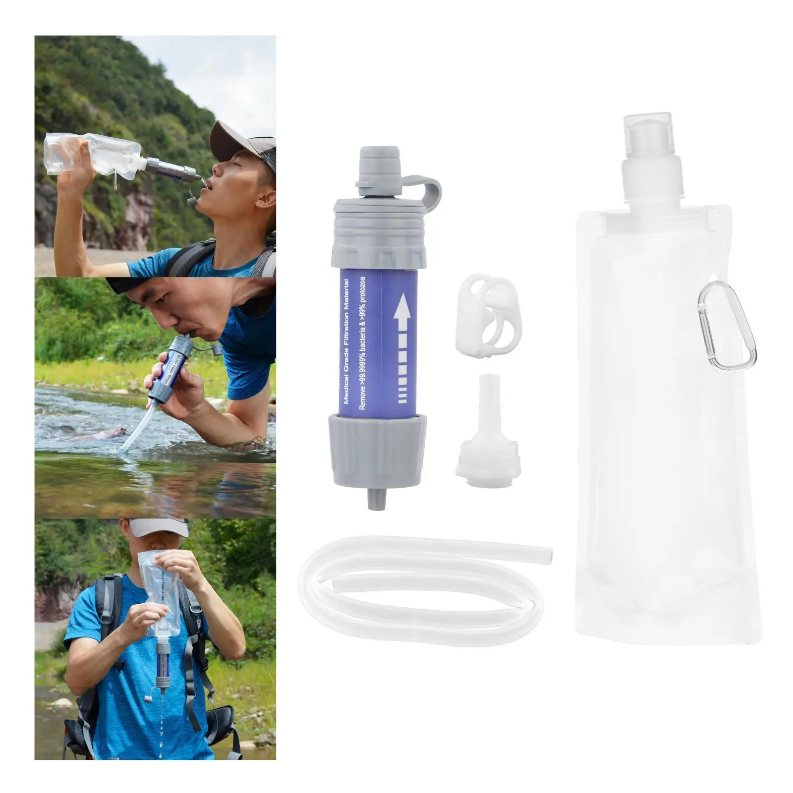 Portable Water Filter Straw Kit Outdoor Water Filter Personal for Emergency