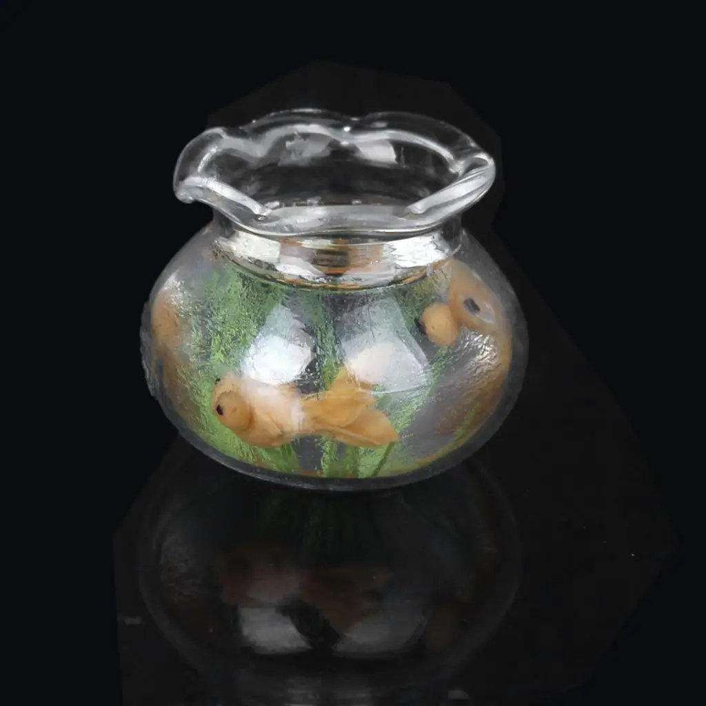 1:12 Scale Miniature  Glass Bowl With Greenery DOLLHOUSE Miniature Pets