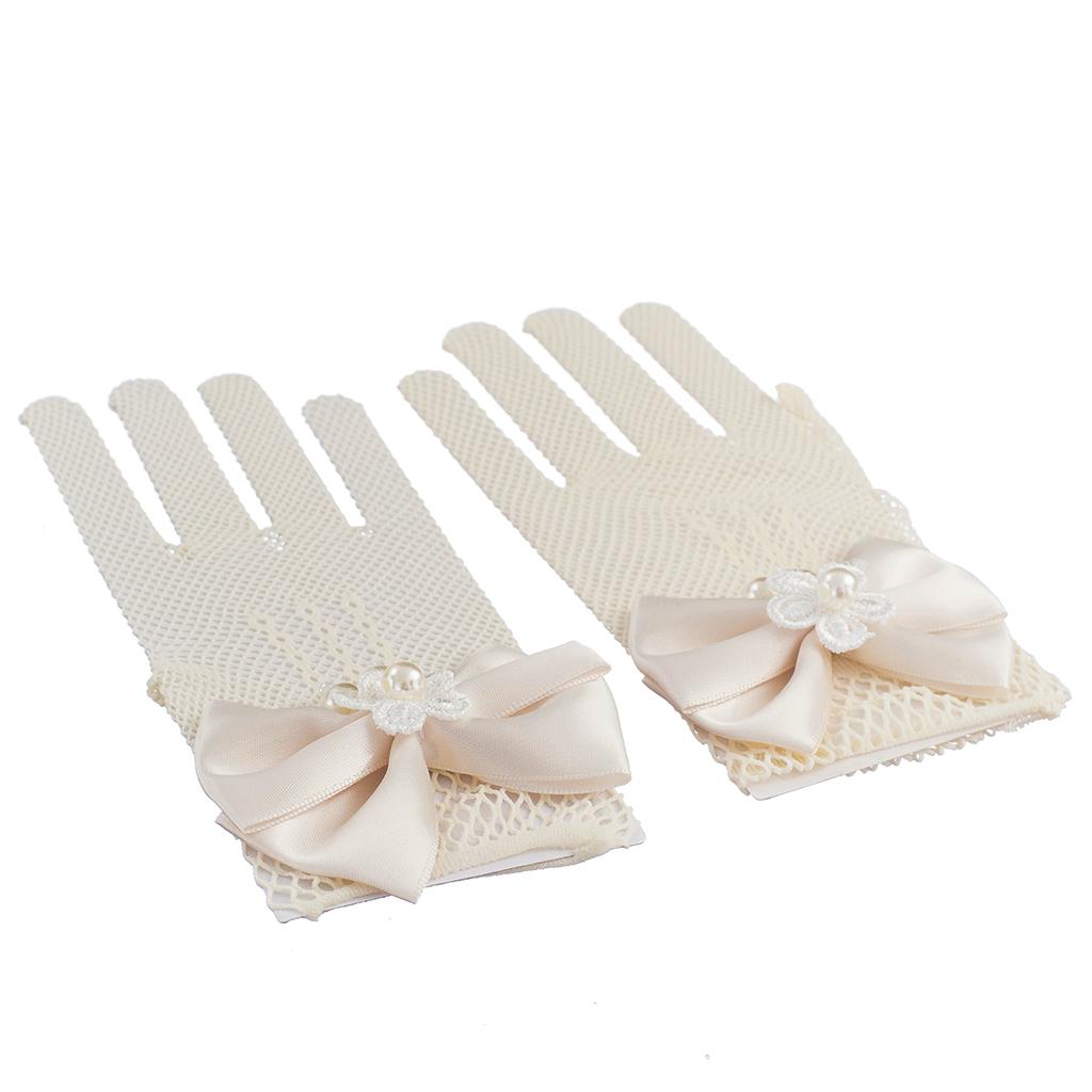 Flower Girl Gauze Bow Mesh Gloves Bridesmaid Communion Wedding Reception