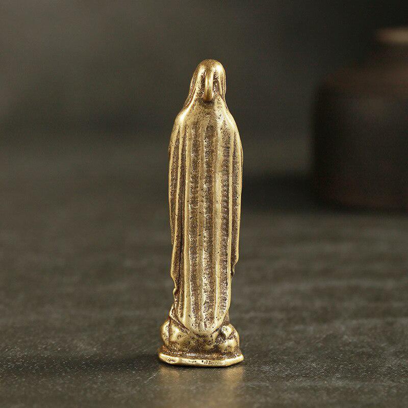 Reines Kupfer Vintage Heilige Jungfrau Maria Figuren Anhänger Messing Heilige Mutter Religion Glaube Buddha Schlüsselanhänger Behänge – Detail 3