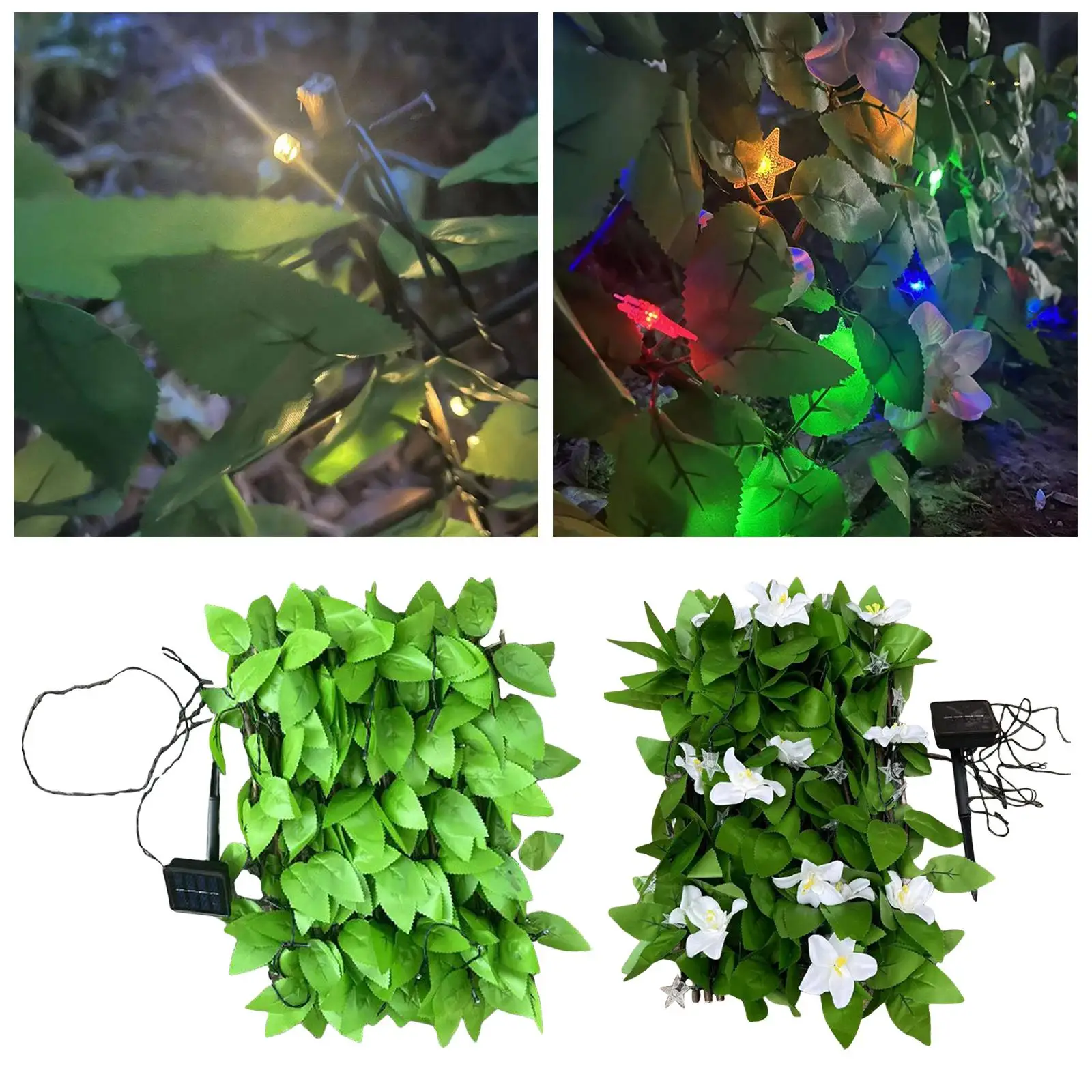 Artificial Ivy Fence Screen with Lights Fence Privacy Screen Decoration Solar LED String Light Hedges for Landscape Backyard