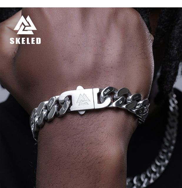 Titanium Square 3D Hip Hop Charm Bracelet for Couples with Press