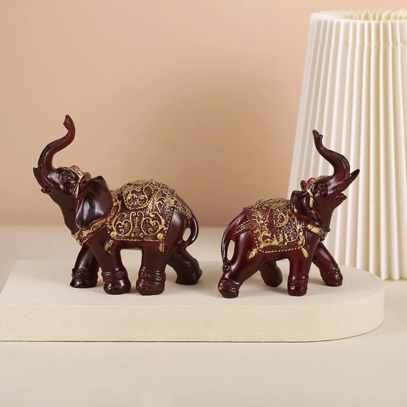 Elephant Statue Ornament Animal Figurine Feng Shui Sculpture for Desktop Bedroom Living Room Decoration Gift