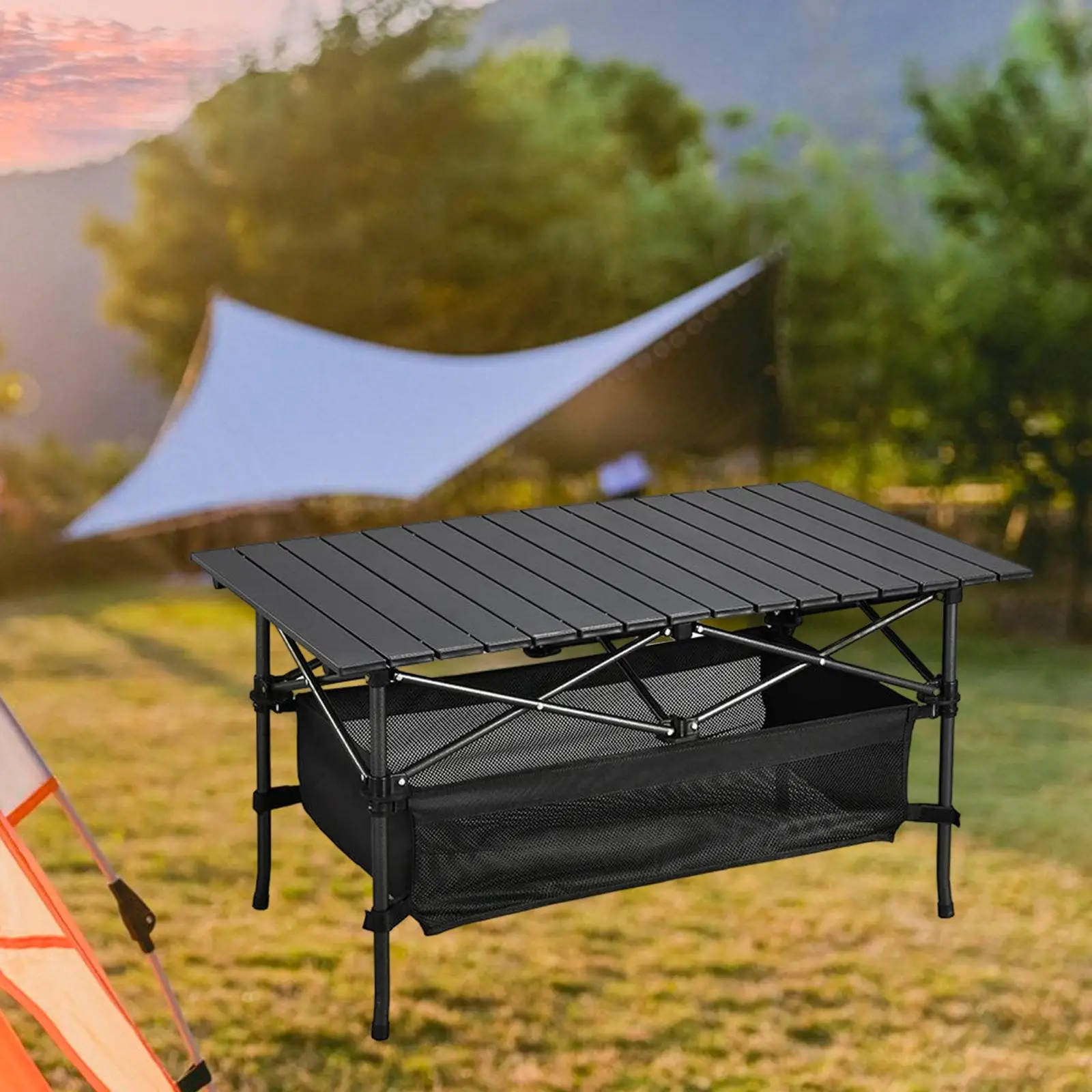 Camping Folding Table Aluminum with Large Storage Portable with Carrying Bag for Outdoor Indoor, Garden, Hiking, Picnic Desk