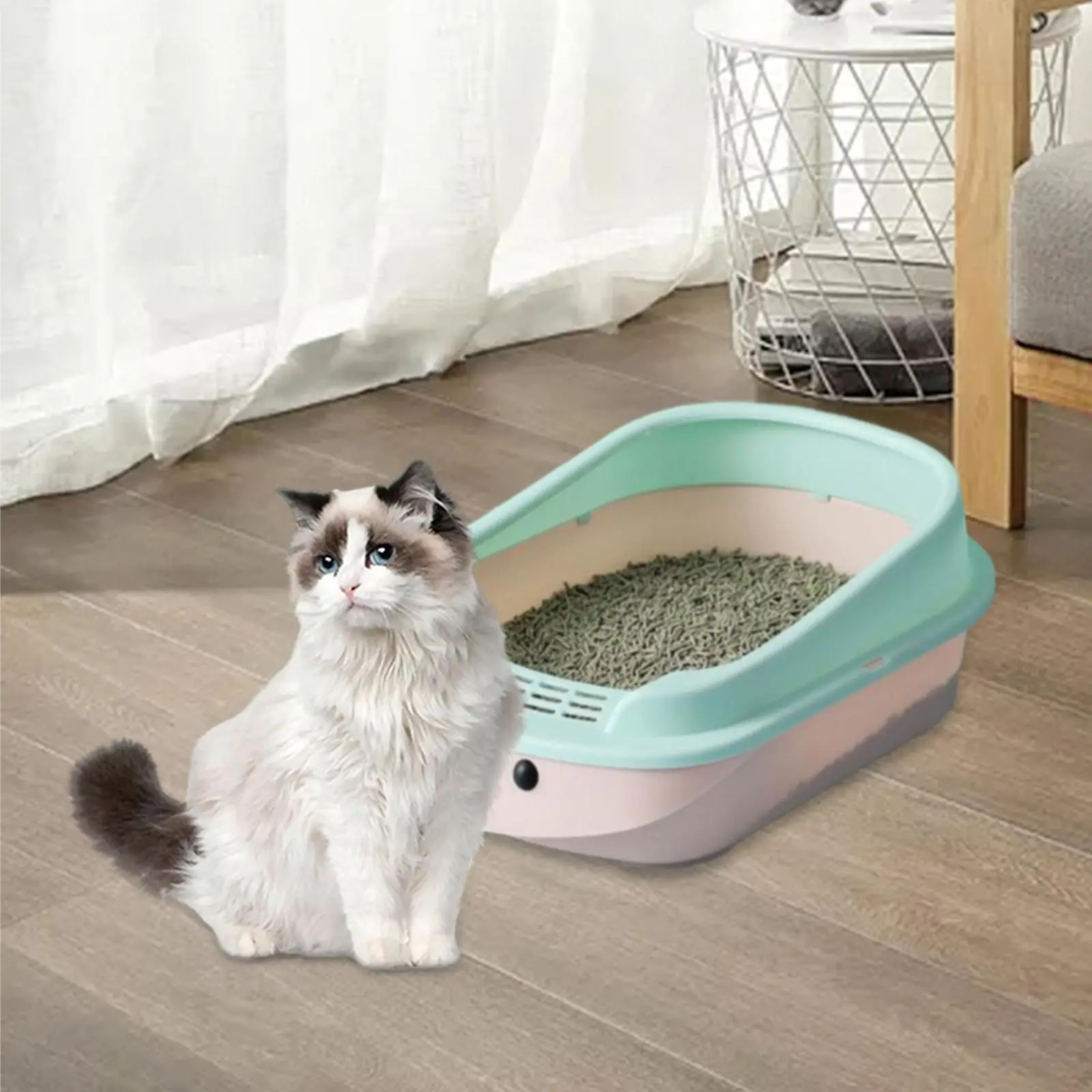 Cat Litter Box Kitten Potty Toilet Semi Closed Semi Enclosed Litter Box