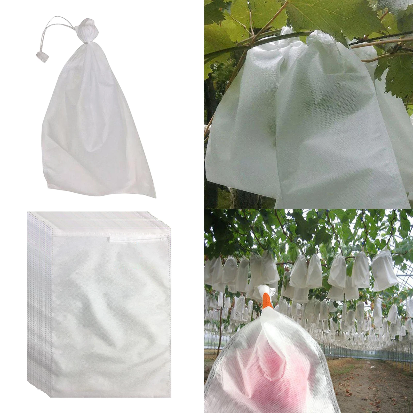 100x Plant Fruit Bag Strawberry Grape Breathable Growing Breeding Nursery Vegetables Non-Woven Bags Anti Pest