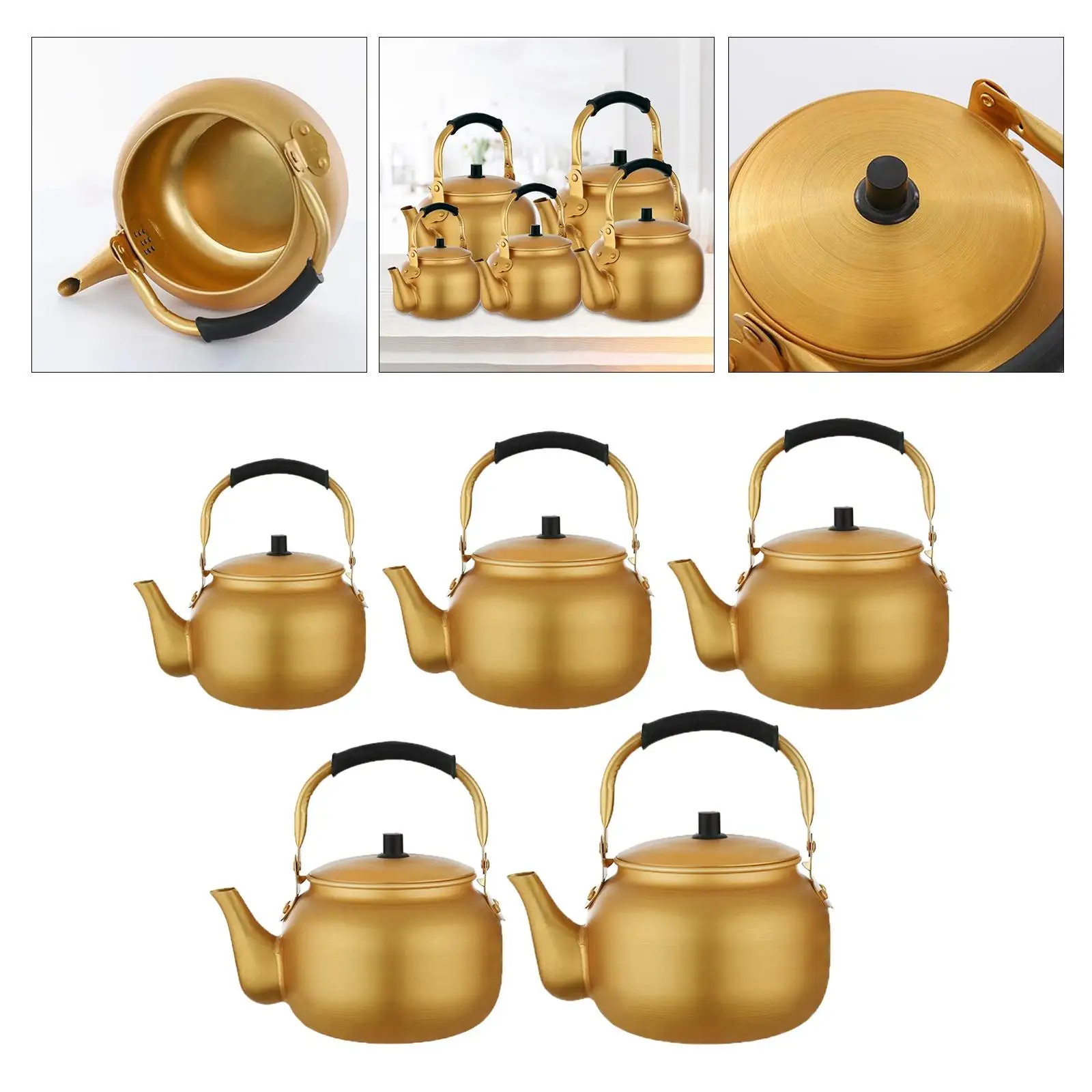 Gold Water Kettle Stovetop Tea Pot Ergonomic Handle Coffee Pot Multifunction Tea Kettle Gas Stove Kettle for Hiking Kitchen