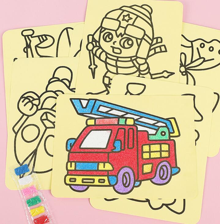 Description Picture 3 of item15Pcs Cartoon Sand Painting Pictures DIY Drawing Education Toy for Kids Birthday Party Favors Kindergarten Prizes Treat Bag