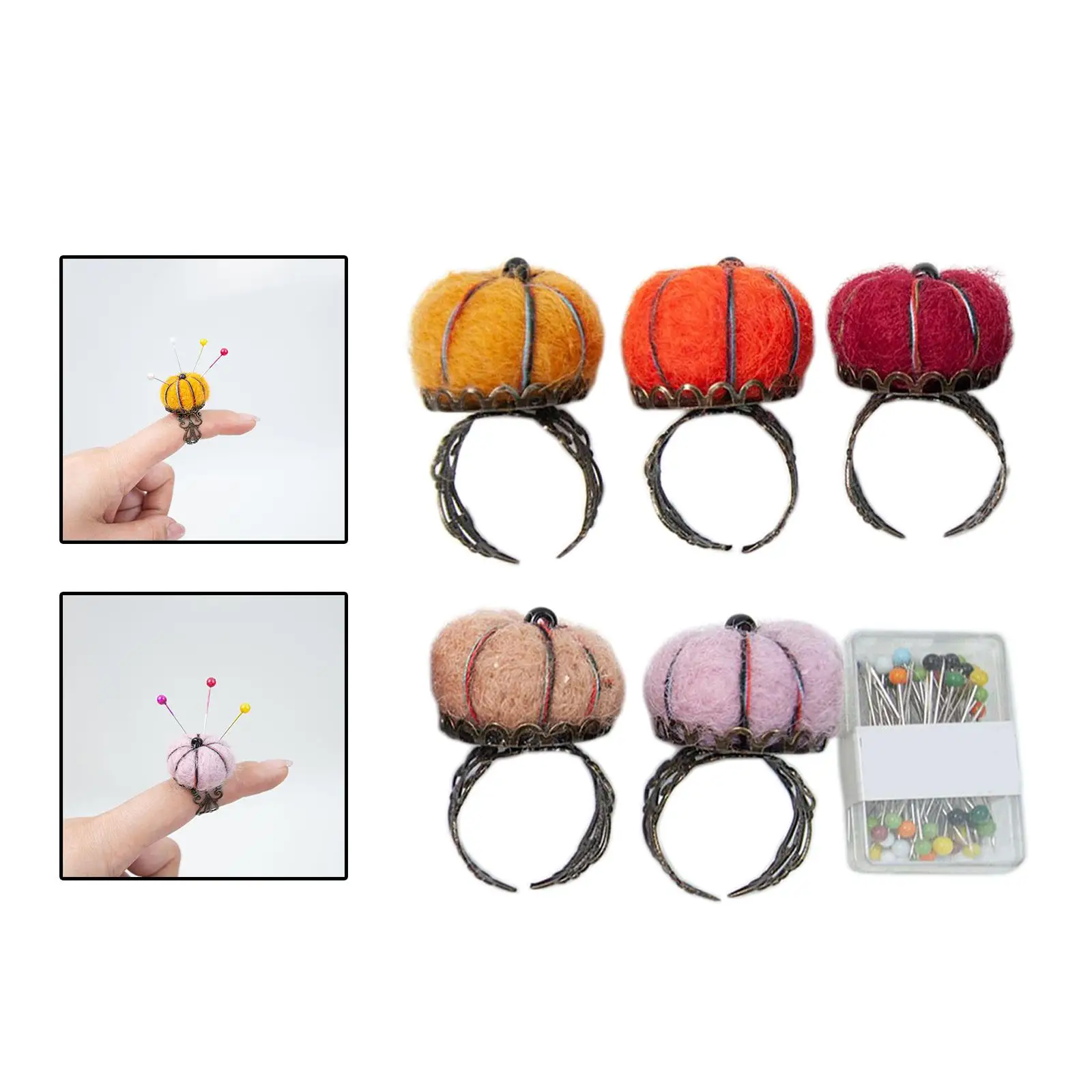 5x Felt Pin Cushion Kit Assorted Color Lightweight Sewing Supply DIY Projects Finger Ring Pincushions for Sewing Accessory Tools