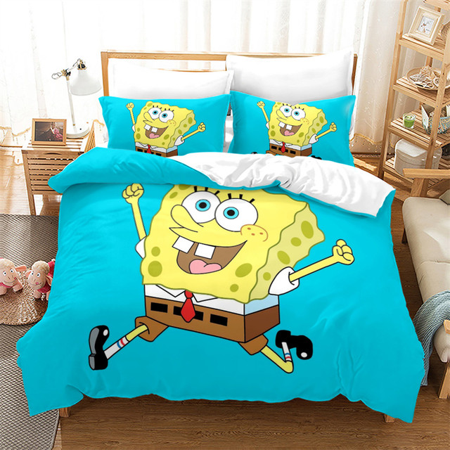 Linen Bedding Sets Bedclothes  Spongebob Bedding Queen Size - New 3d Bedding  Sets - Aliexpress