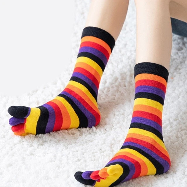 Rainbow Stripes & Printed Smiles Ankle High Toe Socks - Toe Socks :  : Clothing, Shoes & Accessories