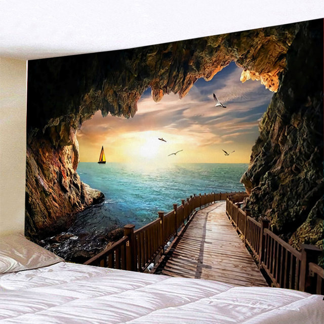 Sunset Sea Level Landscape Tapestry Wall Hanging Bohemian Aesthetics Nature  Art Home Dorm Living Room Decor - AliExpress