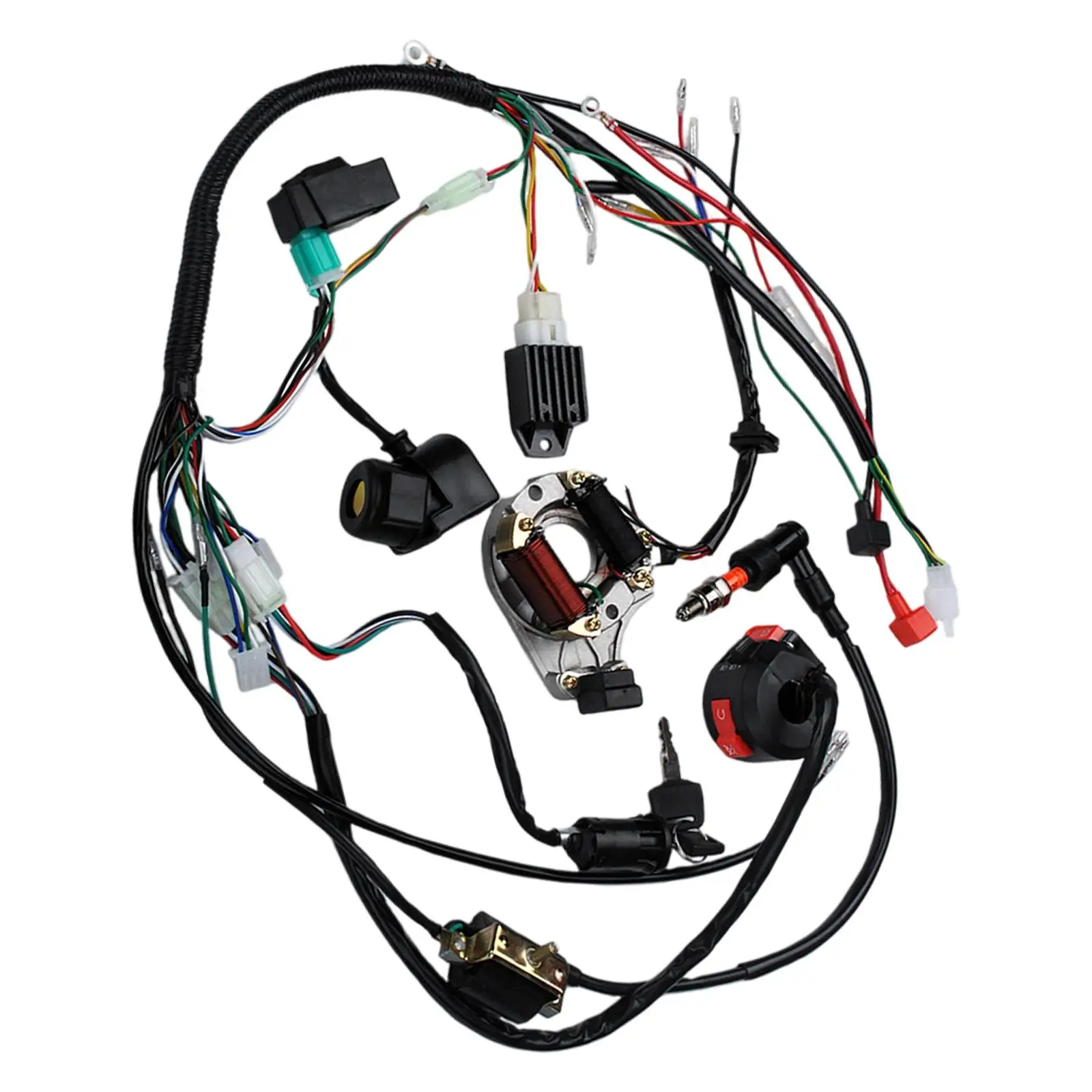 Complete Electrics Wire Harness Kit Solenoid Relay Coil Stator for Motorcycle Scooter Buggy 4 Wheelers Stroke 50cc -125cc