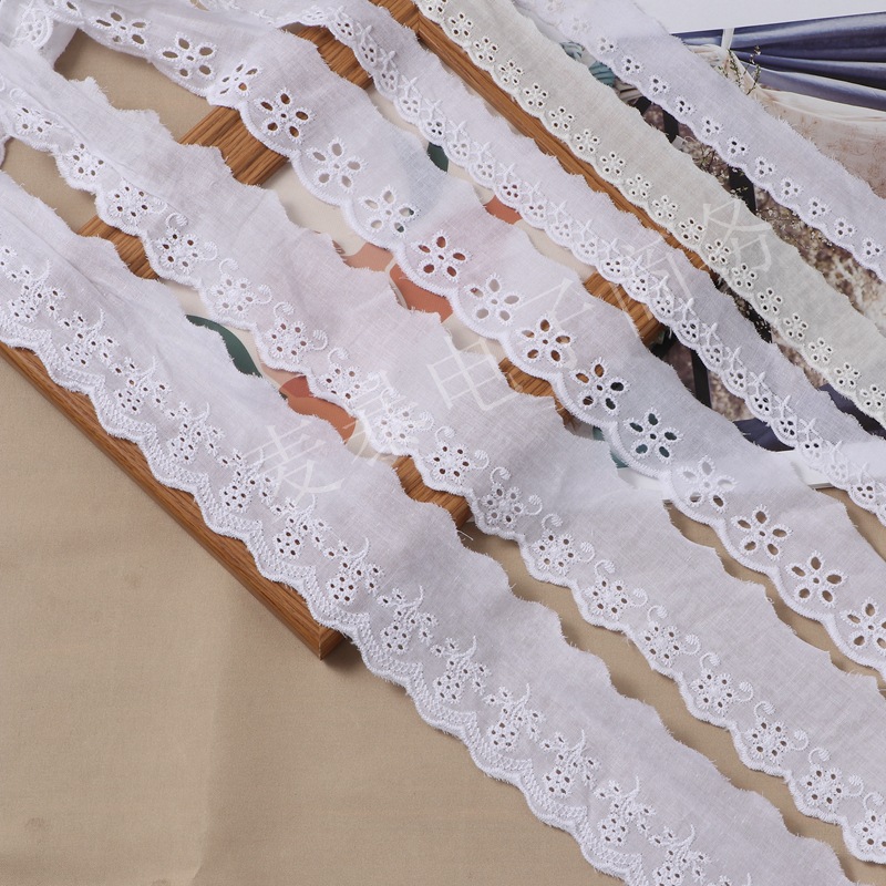 Description Picture 4 of itemBeige White Floral Embroidery Cotton Lace Ribbon DIY Apparel Sewing & Fabric Handmade Crafts Material Lace Tape