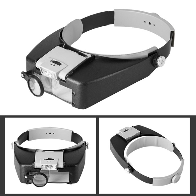 Headband Magnifier LED Light Head Lamp Magnifying Glass Jeweler Loupe with  LED Lights 1.5X 3X 6.5X 8X - China Jeweler Magnifying Glass, LED Headlamp