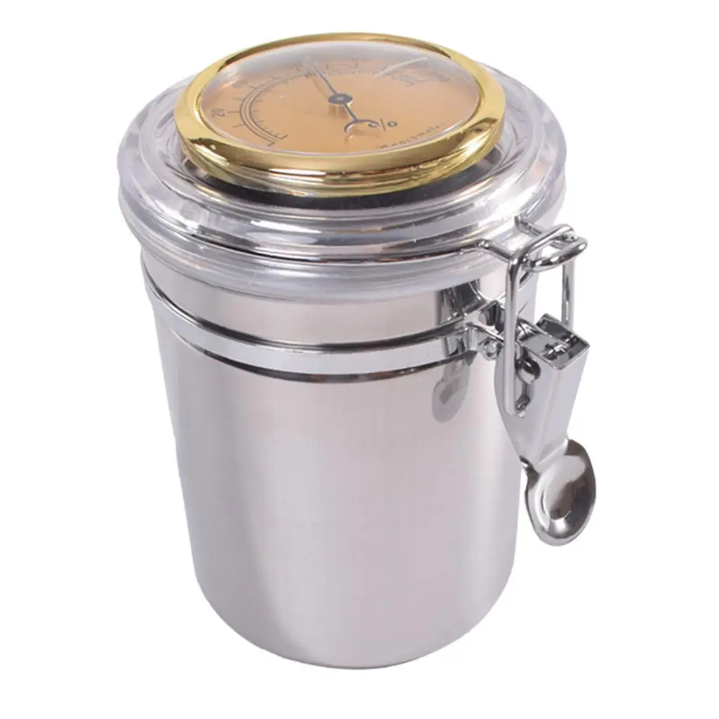 Stainless Steel Cylindrical Cigar Hydrating Tube Cup Humidor W/ Hygrometer