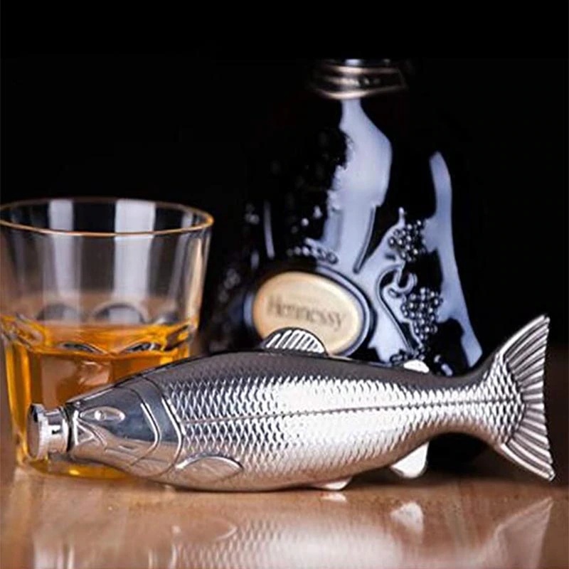 Description Picture 3 of itemTrout-Fish-Shape Hip Flask 5oz Alcohol Bottle with Funnel Mini PocketStainless Steel Party Drinkware for Outdoor Travel