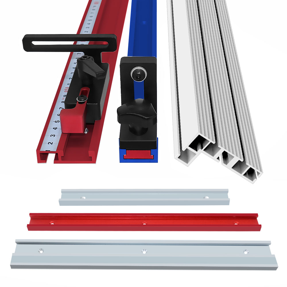 Tischkreissägezaun und T-Schienen für Holzbearbeitung, Aluminium-Gehrungsschiene, T-Nut-T-Schraubenbefestigung für WorkBench-Router-Tisch, DIY-Werkzeuge – Detail 3