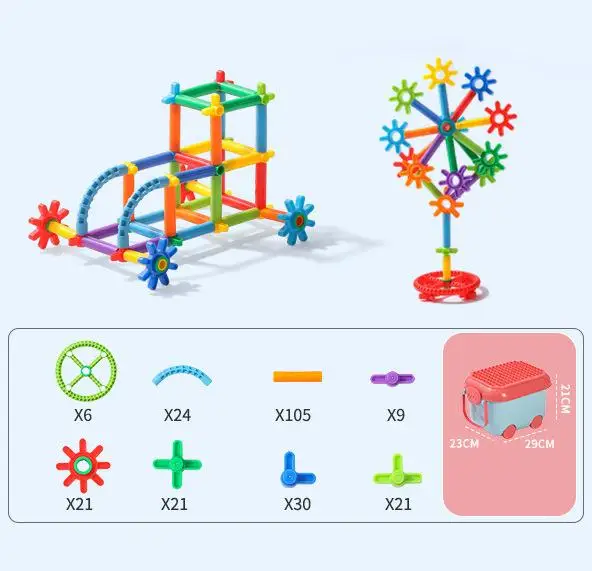 Educational Interlocking Sticks Colorful 3D Pipe Building Blocks for Kids Children Boys Girls 3 4 5 6 7+ Preschool Party Favors