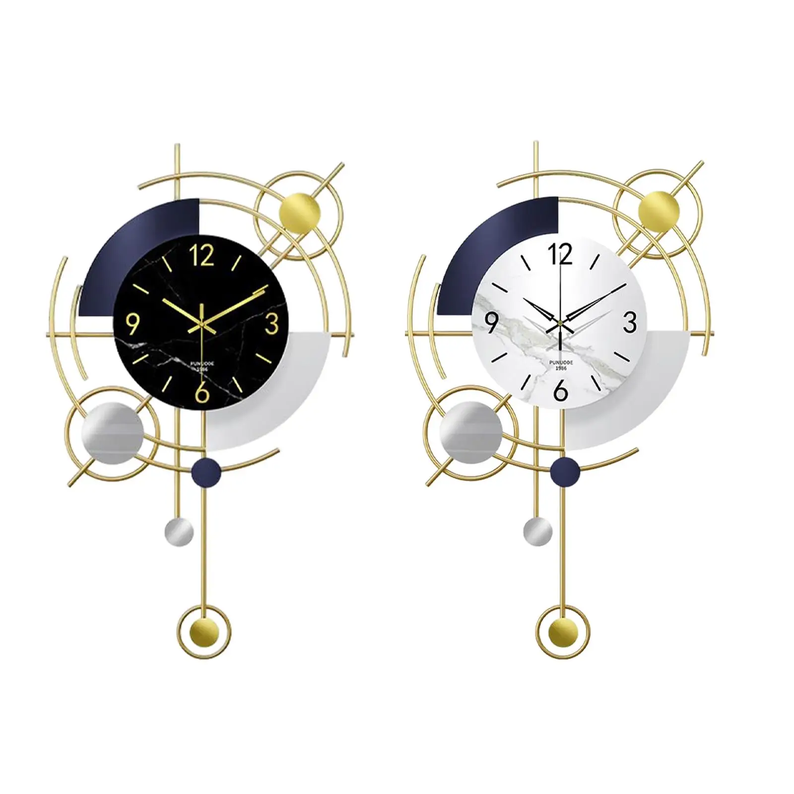 Modern Wall Clock Retro Style Hanging Mute Battery Operated No Ticking Metal for Home Office Bedroom Kitchen Decoration