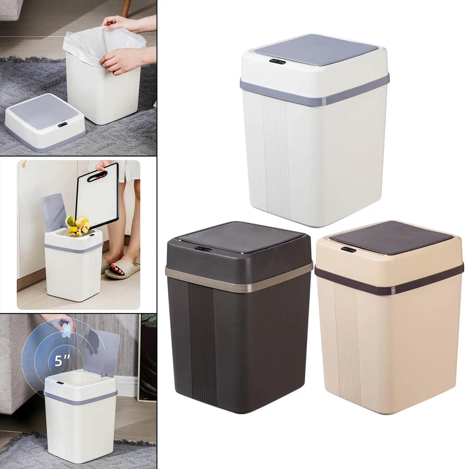 Intelligent Trash Can Waterproof Cleaning Creative Automatic Sensor Plastic Dustbin for Toilet Bathroom Kitchen Household Home