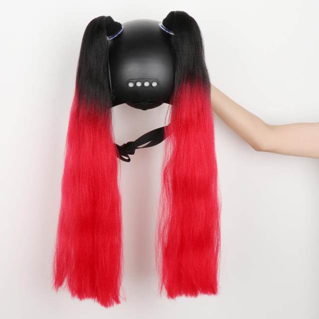 Motorcycle Helmet Pigtails Reusable Hair Tails High Temperature Wire Helmet Braids Pony Tails Used for Any Helmets Decorations