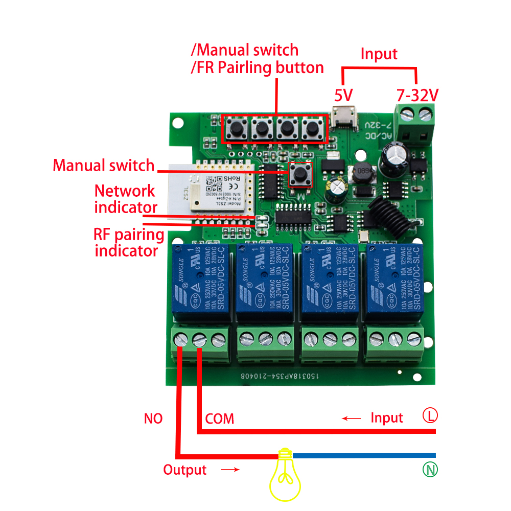 Diy tuya interruptor zigbee 3.0 1ch 2ch