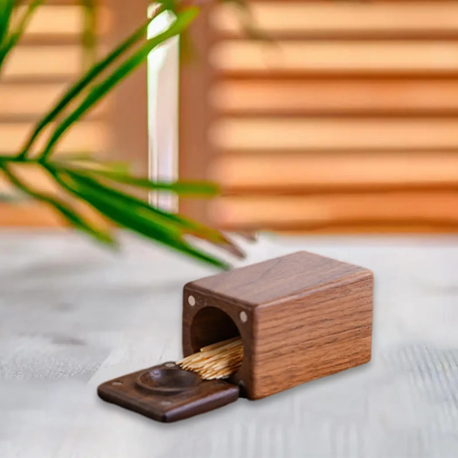 Wooden Toothpick Holder Rectangle Vintage Sturdy for Restaurants Countertop