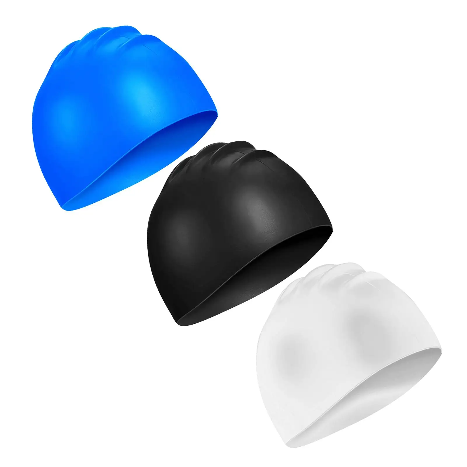 Swim Cap Shaped for Unisex Solid Color Silicone Comfortable Non-slip Lining