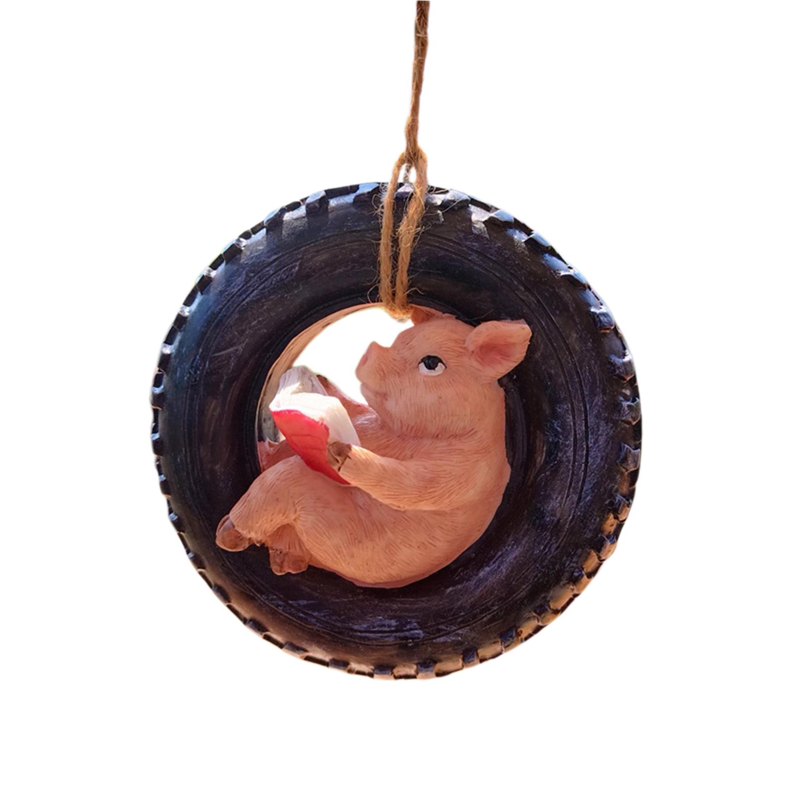 Decorations Resin Hanger Hanging Pig Sculpture Pig Statues Outdoor Garden Statue Outdoor Decor for Patio Housewarming Gift Lawn