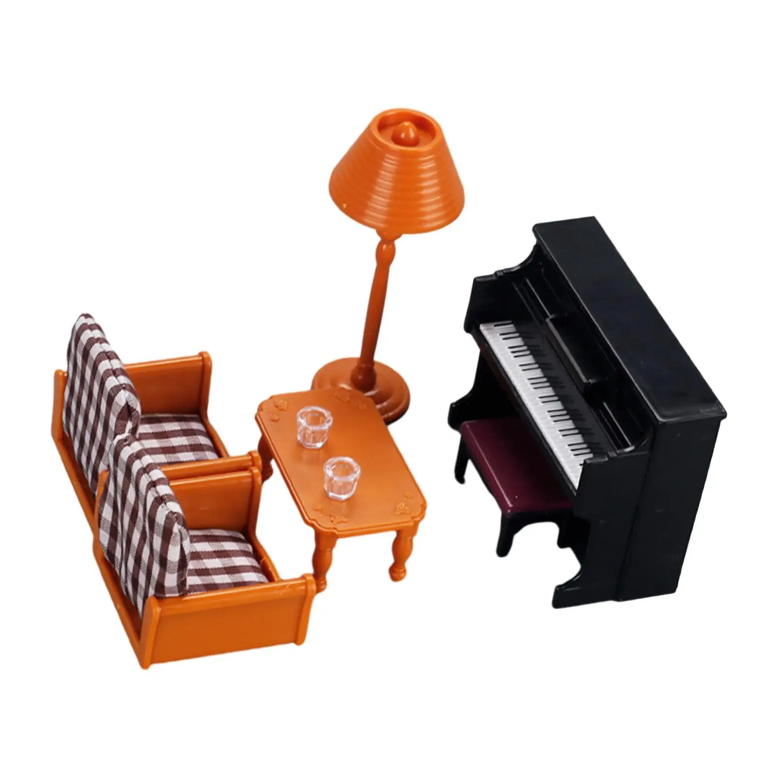 Plastic Piano Sofa Table Lamp Miniature DIY Scene Model Simulation Dollhouse Decor 1/12 DIY Furniture Model Kid 3 4 5 6
