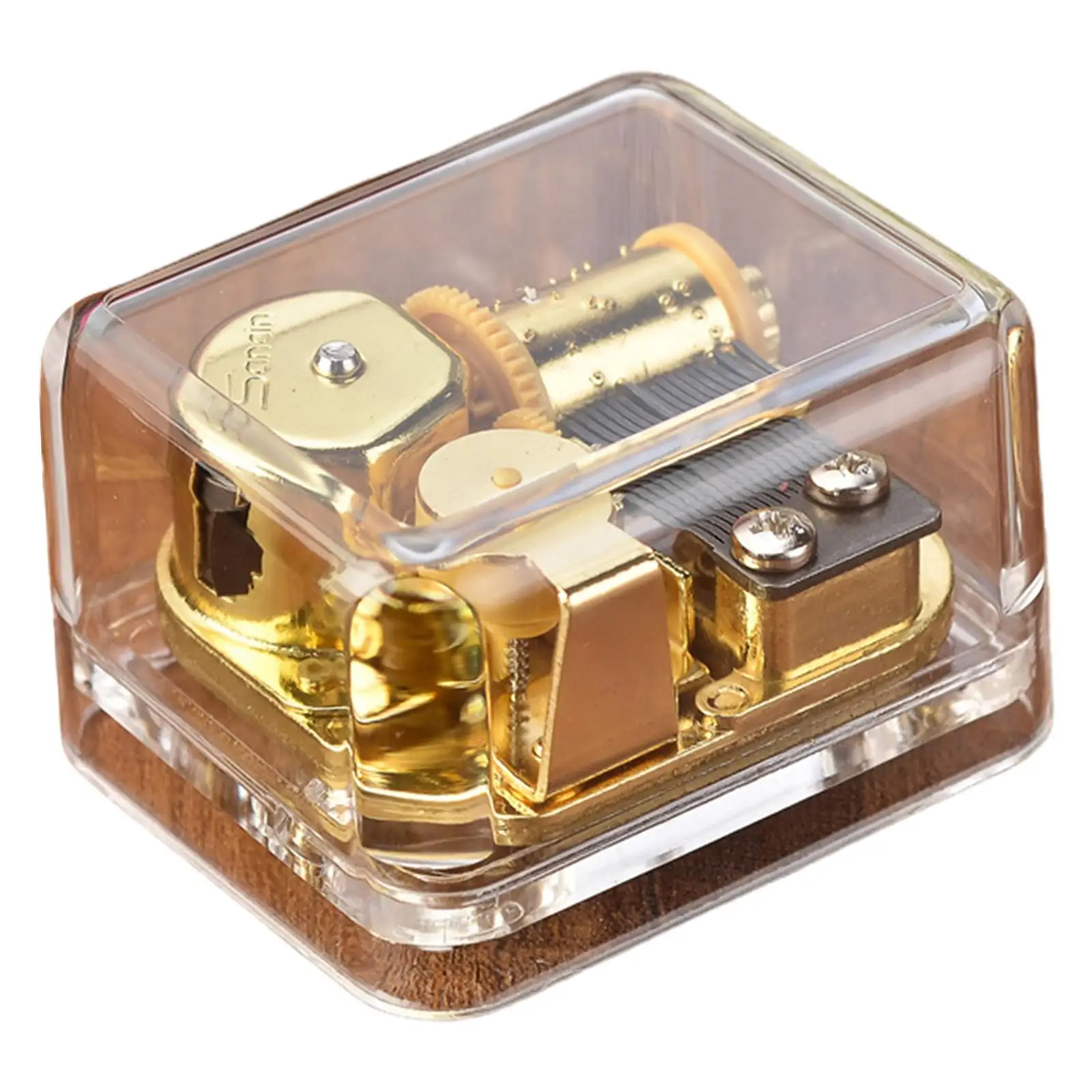 Music Box Acrylic with Gold Plating Movement for