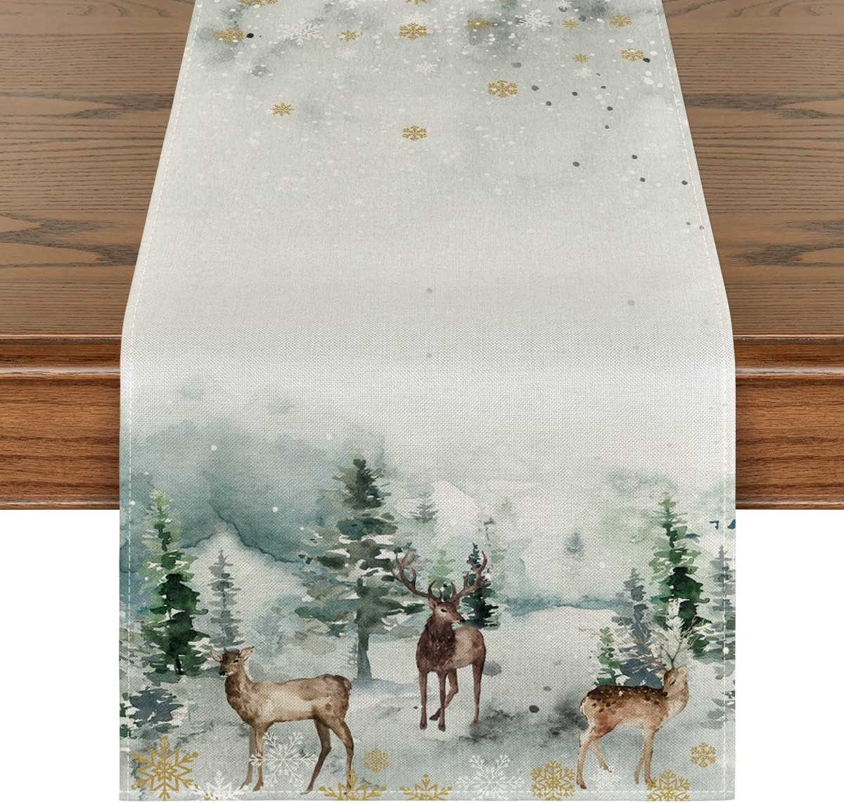 Description Picture 5 of itemChristmas Tree Cardinals and Snowflake Print Linen Table Runner, Kitchen Table Decorations, Washable Home Party Accessories