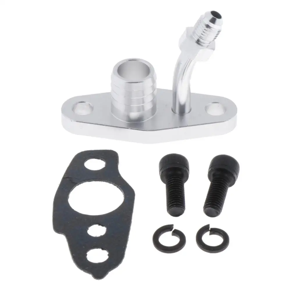 AN4 Fitting Turbo Oil Feed & Return Flange Kit with Gasket & Bolts For TOYOTA CT9/CT12/CT20/CT26 Turbochargers (Silver)