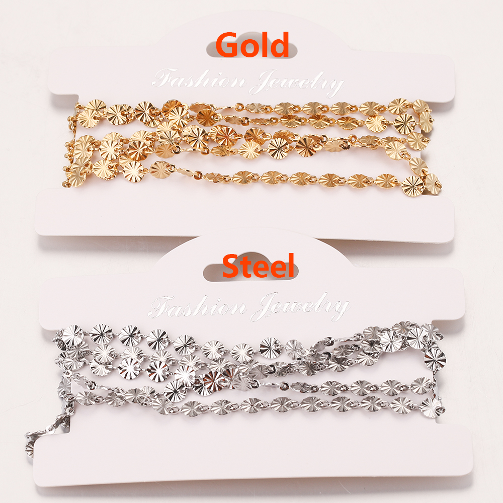 1M 4/5mm Runde Scheibe Sonnenblume Edelstahlketten Vergoldete Kette für Fußkettchen Halskette Armband DIY Schmuckherstellung Zubehör – Detail 5