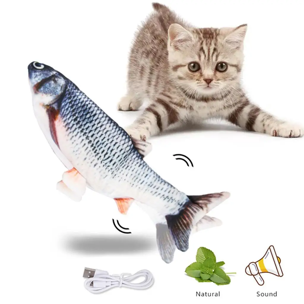 Electric Realistic Simulation Fish Cat  Plush Toy Interactivey Chewing  For cat- Funny Pets Puppy, Kitten Chew Bite Supplies